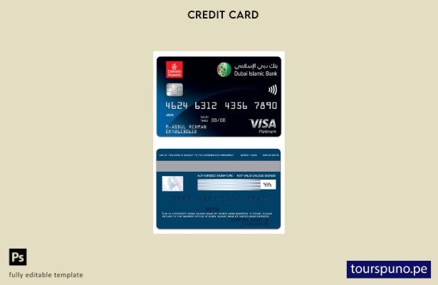 listo para imprimir Plantilla DIB Platinum de Emirates Skywards del Banco Islámi